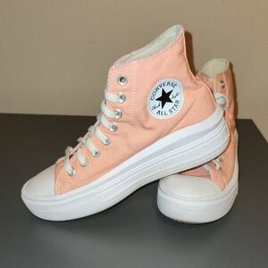 Converse Pink and White High-Top Platform Sneakers